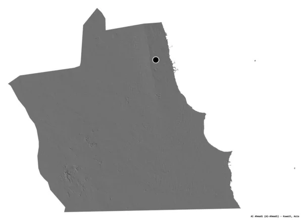 Tvar Ahmadi Provincie Kuvajt Hlavním Městem Izolovaným Bílém Pozadí Mapa — Stock fotografie