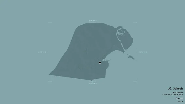 科威特省Al Jahrah地区 在一个地理参照框的坚实背景下被隔离 彩色高程图 3D渲染 — 图库照片