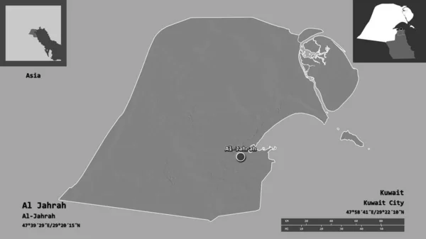 Form Jahrah Provinsen Kuwait Och Dess Huvudstad Avståndsskala Förhandsvisningar Och — Stockfoto