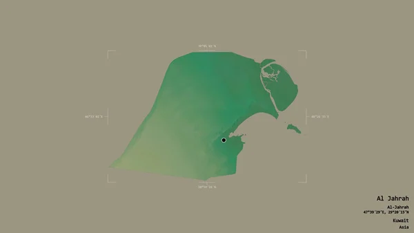 科威特省Al Jahrah地区 在一个地理参照框的坚实背景下被隔离 地形浮雕图 3D渲染 — 图库照片