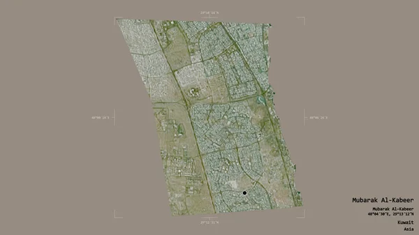 クウェートの州ムバラク アルカベールの地域は 洗練された境界線の箱の中にしっかりとした背景に隔離されています ラベル 衛星画像 3Dレンダリング — ストック写真