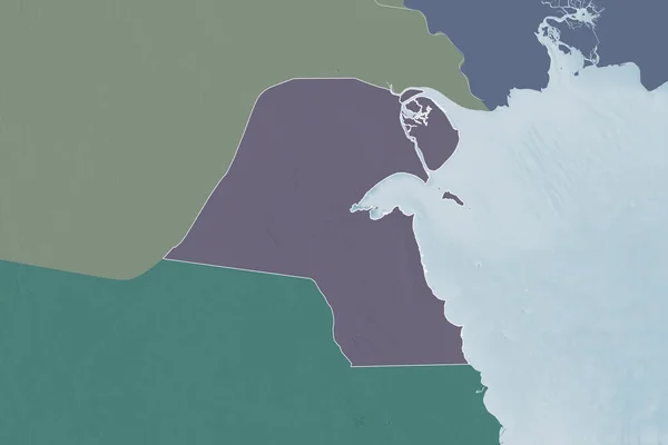 Área Estendida Kuwait Delineado Mapa Elevação Colorido Renderização — Fotografia de Stock