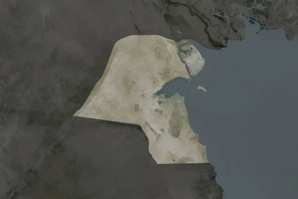 Forma Kuwait Separada Por Desaturación Las Áreas Vecinas Imágenes Satélite —  Fotos de Stock