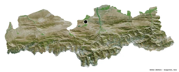 Kształt Batken Prowincja Kirgistan Stolicą Odizolowaną Białym Tle Zdjęcia Satelitarne — Zdjęcie stockowe