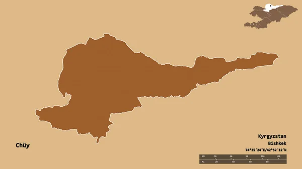 Форма Чуй Провинция Кыргызстан Столицей Изолированы Прочном Фоне Дистанционный Масштаб — стоковое фото