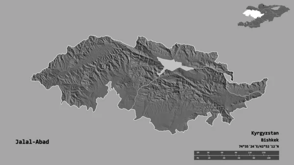 Form Von Dschalal Abad Provinz Kirgisistan Mit Seiner Hauptstadt Isoliert — Stockfoto