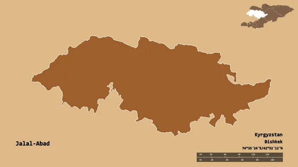 Form Jalal Abad Provinsen Kirgizistan Med Dess Huvudstad Isolerad Solid — Stockfoto
