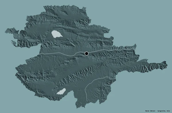 Kırgızistan Naryn Eyaleti Başkenti Katı Renk Arkaplanı Ile Izole Edilmiştir — Stok fotoğraf