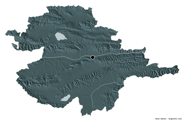 Форма Нарину Провінції Киргизстан Столицею Ізольованою Білому Тлі Кольорові Карти — стокове фото