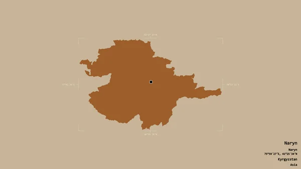 Obszar Naryn Prowincja Kirgistan Odizolowany Solidnym Tle Georeferencyjnej Skrzynce Granicznej — Zdjęcie stockowe