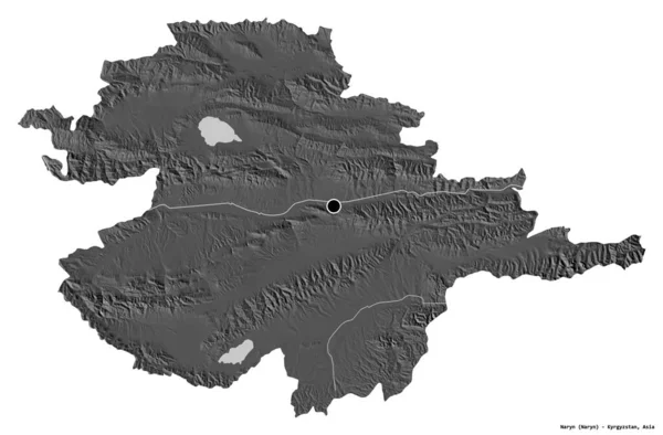 Tvar Naryna Provincie Kyrgyzstán Hlavním Městem Izolovaným Bílém Pozadí Mapa — Stock fotografie