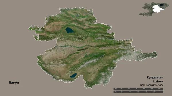 Form Naryn Provinsen Kirgizistan Med Dess Huvudstad Isolerad Solid Bakgrund — Stockfoto