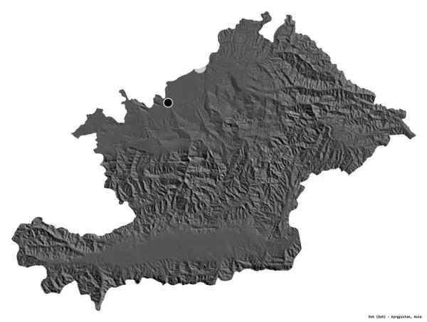 Forme Osh Province Kirghizistan Avec Capitale Isolée Sur Fond Blanc — Photo