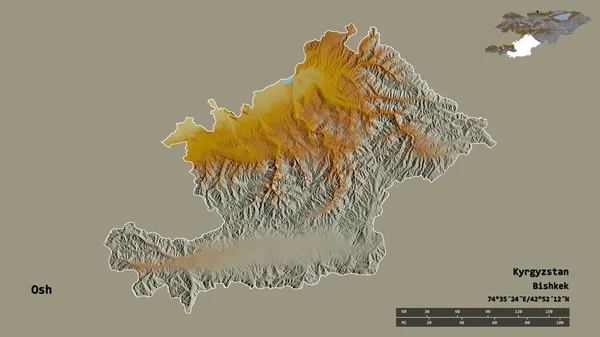 Forma Osh Provincia Kirguistán Con Capital Aislada Sobre Fondo Sólido — Foto de Stock