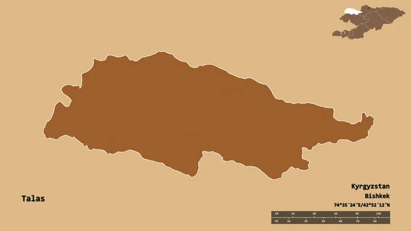 Forma Talas Provincia Kirguistán Con Capital Aislada Sobre Fondo Sólido — Foto de Stock