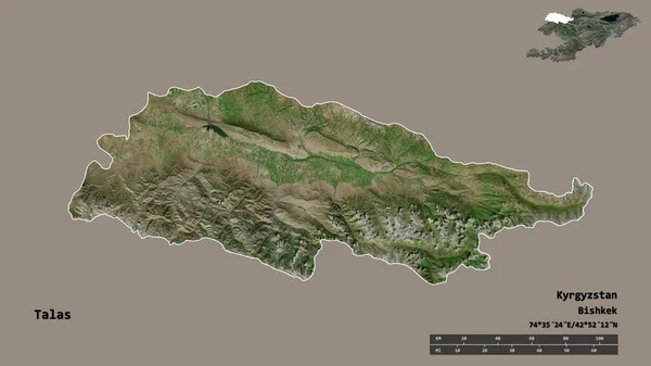 Forma Talas Provincia Kirguistán Con Capital Aislada Sobre Fondo Sólido —  Fotos de Stock