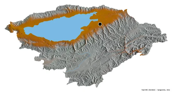 Forma Ysyk Kol Província Quirguistão Com Sua Capital Isolada Fundo — Fotografia de Stock