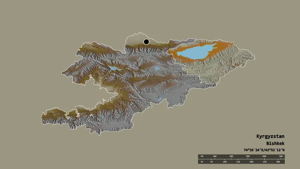 Forma Desnaturalizada Kirguistán Con Capital División Regional Principal Zona Separada — Foto de Stock