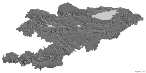 Shape Kyrgyzstan Its Capital Isolated White Background Bilevel Elevation Map — Stock Photo, Image