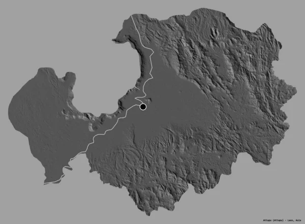 Forma Attapu Provincia Laos Con Capital Aislada Sobre Fondo Color — Foto de Stock