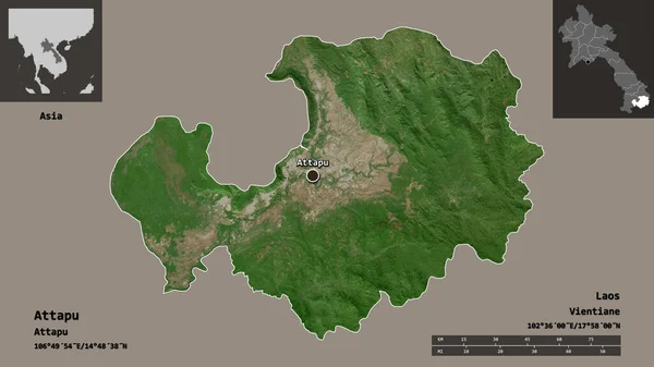 Forma Attapu Provincia Laos Capital Escala Distancia Vistas Previas Etiquetas —  Fotos de Stock