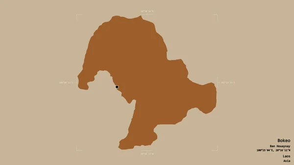 Район Бокео Провинция Лаос Изолирован Твердом Фоне Геометрической Коробке Метки — стоковое фото