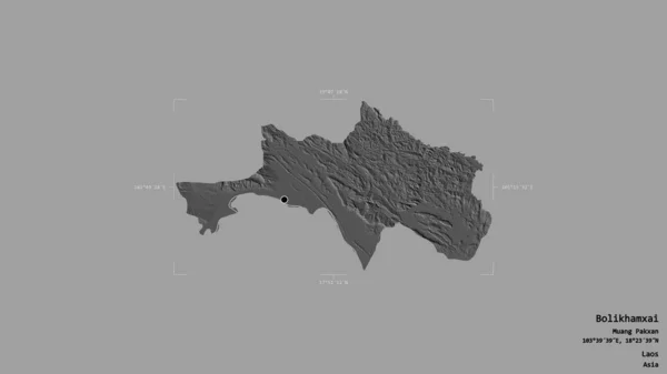 Area Bolikhamxai Province Laos Isolated Solid Background Georeferenced Bounding Box — Stock Photo, Image