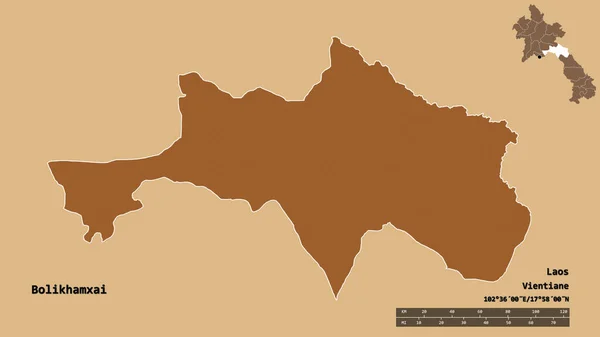 Form Bolikhamxai Provinsen Laos Med Dess Huvudstad Isolerad Solid Bakgrund — Stockfoto