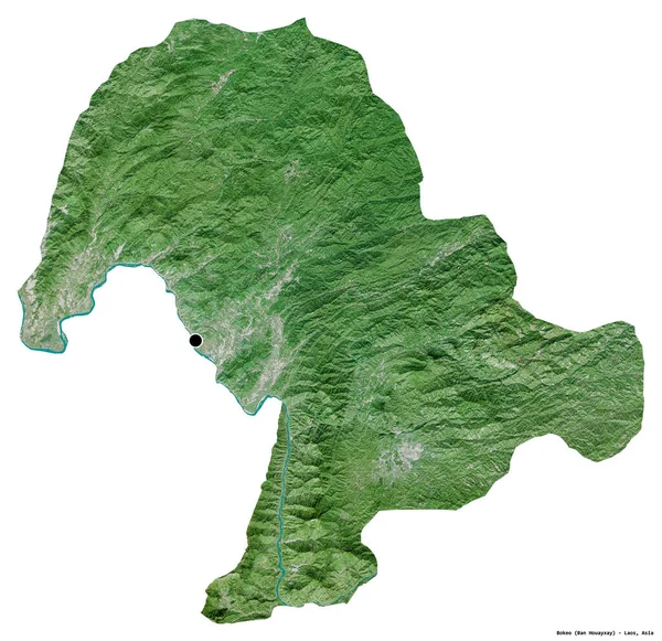 Forma Bokeo Provincia Del Laos Con Suo Capoluogo Isolato Sfondo — Foto Stock