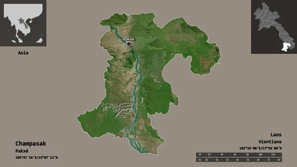 Tvar Champasaku Provincie Laos Jeho Hlavní Město Měřítko Vzdálenosti Náhledy — Stock fotografie