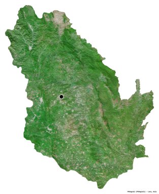 Beyaz arka planda başkenti izole edilmiş Phongsali, Laos ili. Uydu görüntüleri. 3B görüntüleme