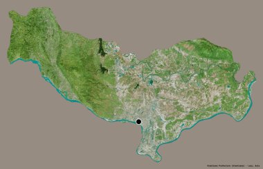 Vientiane Vifecture, Laos belediyesi, başkenti katı renk arkaplanı ile izole edilmiştir. Uydu görüntüleri. 3B görüntüleme