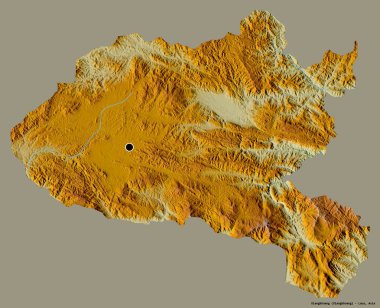 Xiangkhoang 'ın şekli, Laos vilayeti, başkenti katı renk arkaplanı ile izole edilmiş. Topografik yardım haritası. 3B görüntüleme