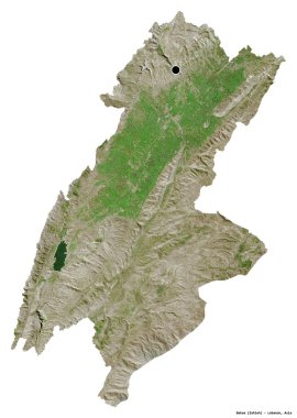 Lübnan Valisi Bekaa 'nın şekli, başkenti beyaz arka planda izole edilmiş. Uydu görüntüleri. 3B görüntüleme