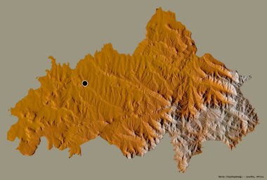 Lesotho 'nun Berea ilçesi, başkenti katı bir renk arkaplanı ile izole edilmiştir. Topografik yardım haritası. 3B görüntüleme