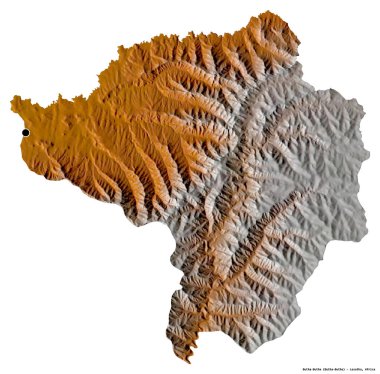 Lesotho 'nun başkenti Butha-Buthe' nin beyaz arka planda izole edilmiş hali. Topografik yardım haritası. 3B görüntüleme