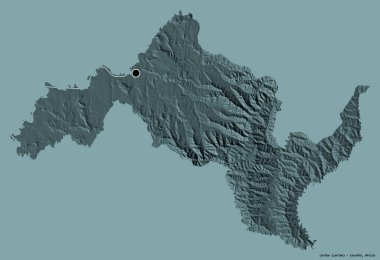 Lesotho 'nun Leribe ilçesi, başkenti katı renk arkaplanı ile izole edilmiştir. Renkli yükseklik haritası. 3B görüntüleme