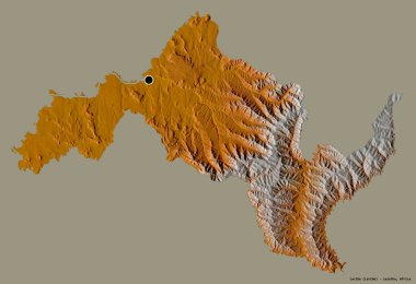 Lesotho 'nun Leribe ilçesi, başkenti katı renk arkaplanı ile izole edilmiştir. Topografik yardım haritası. 3B görüntüleme
