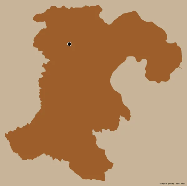 ラオスのチャンパサック県の形で その首都はしっかりとした色の背景に隔離されています パターン化されたテクスチャの構成 3Dレンダリング — ストック写真