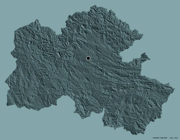 ラオスの州 フアパハンの形は その首都はしっかりとした色の背景に隔離されています 色の標高マップ 3Dレンダリング — ストック写真