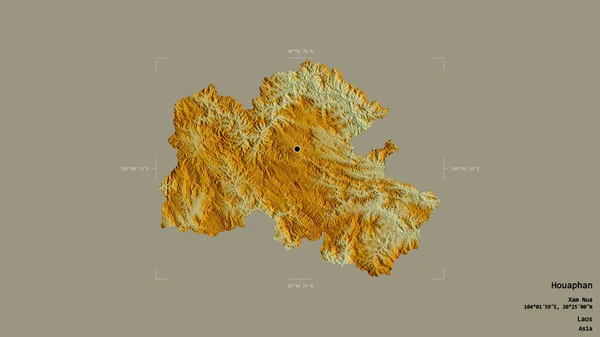 Oblast Houaphan Provincie Laos Izolovaná Pevném Pozadí Georeferencované Hraniční Oblasti — Stock fotografie