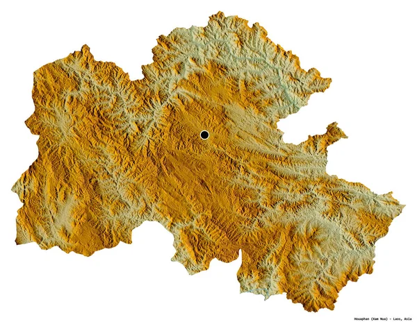 ラオスの州 フアパハンの形で その首都は白い背景に孤立しています 地形図 3Dレンダリング — ストック写真