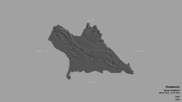 老挝省Khammouan地区 在一个地理参考方块中 背景坚实 与世隔绝 Bilevel高程图 3D渲染 — 图库照片