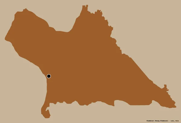 ラオスの省 カムアンの形は その首都はしっかりした色の背景に隔離されています パターン化されたテクスチャの構成 3Dレンダリング — ストック写真