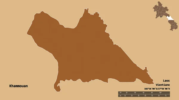 Форма Хамутан Провінція Лаос Столицею Ізольованою Твердому Тлі Масштаб Відстаней — стокове фото