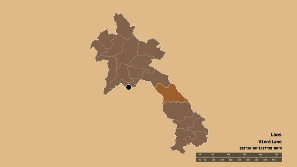 Forma Dessaturada Laos Com Sua Capital Principal Divisão Regional Área — Fotografia de Stock