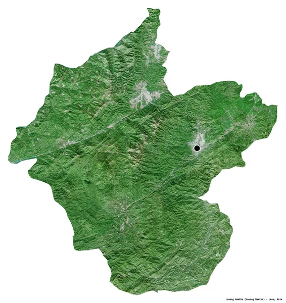 老挝省Louang Namtha的形状 其首都被白色背景隔离 卫星图像 3D渲染 — 图库照片