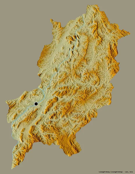 ラオスの州 ルアンパバーンの形は その首都をしっかりとした色の背景に隔離しています 地形図 3Dレンダリング — ストック写真