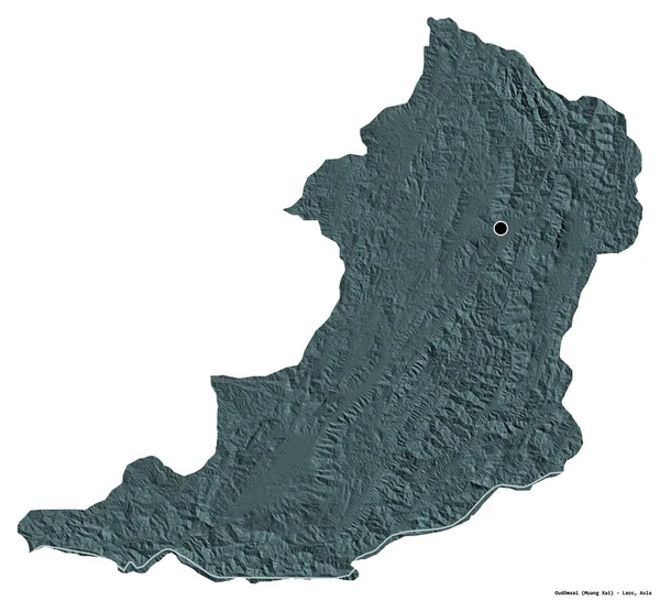Forma Oudomxai Provincia Laos Con Capital Aislada Sobre Fondo Blanco — Foto de Stock