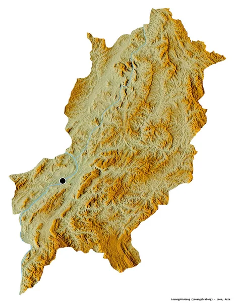 Tvar Louangphrabang Provincie Laos Hlavním Městem Izolovaným Bílém Pozadí Topografická — Stock fotografie